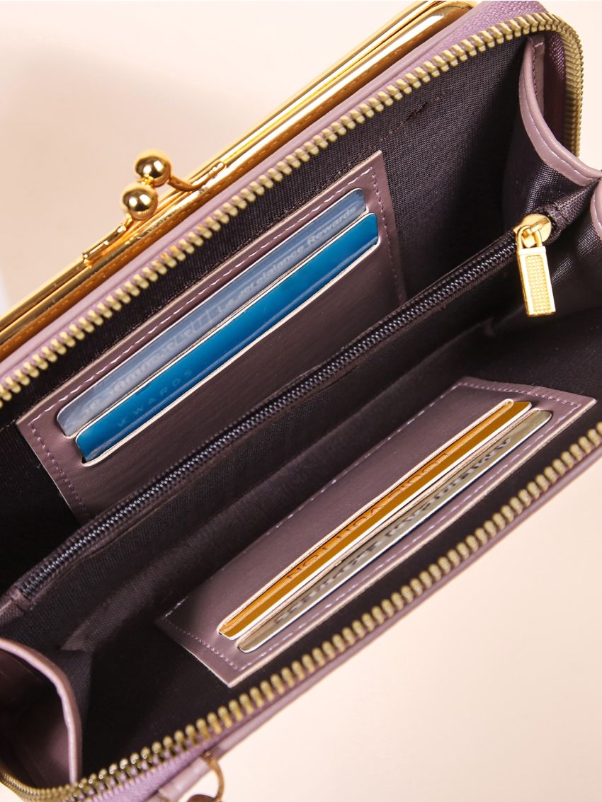 Crocodile Embossed Kiss Lock Phone Wallet