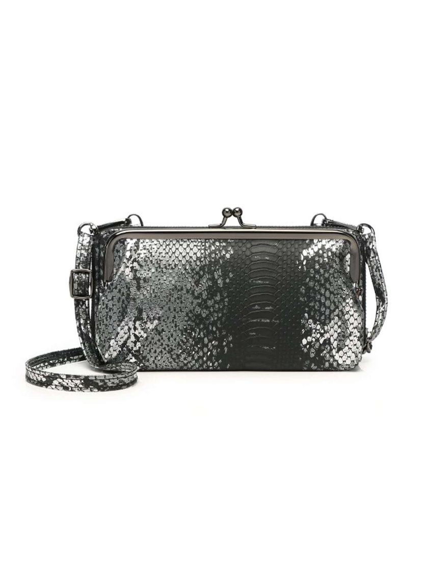 Snakeskin Embossed Kiss Lock Phone Wallet