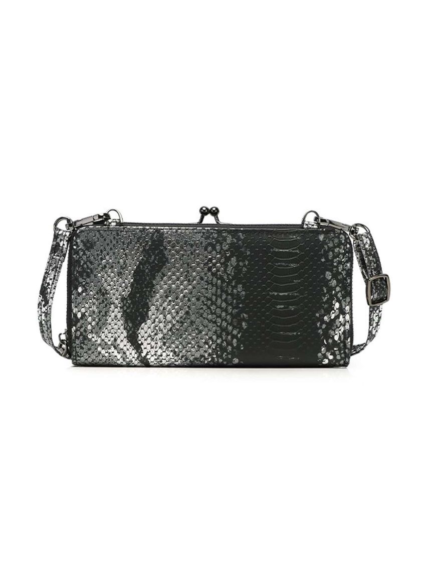 Snakeskin Embossed Kiss Lock Phone Wallet