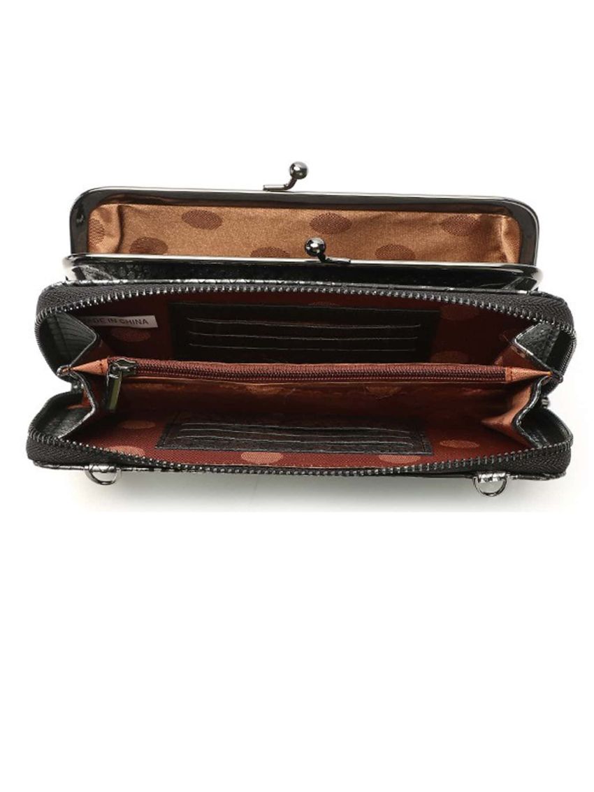 Snakeskin Embossed Kiss Lock Phone Wallet