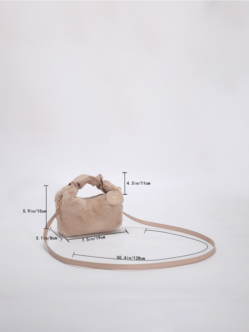 Mini Ruched Top Handle Flannelette Satchel Bag