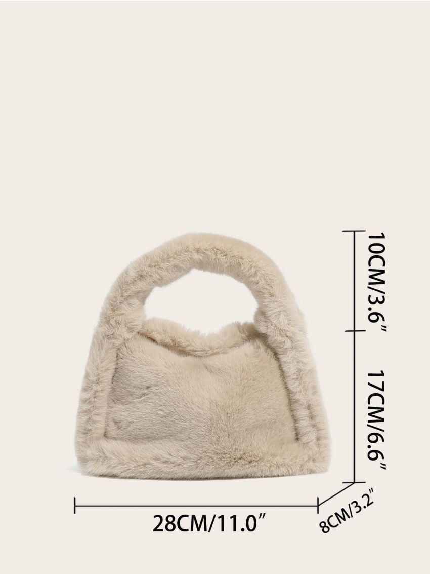 Minimalist Top Handle Chain Fuzzy Satchel Bag