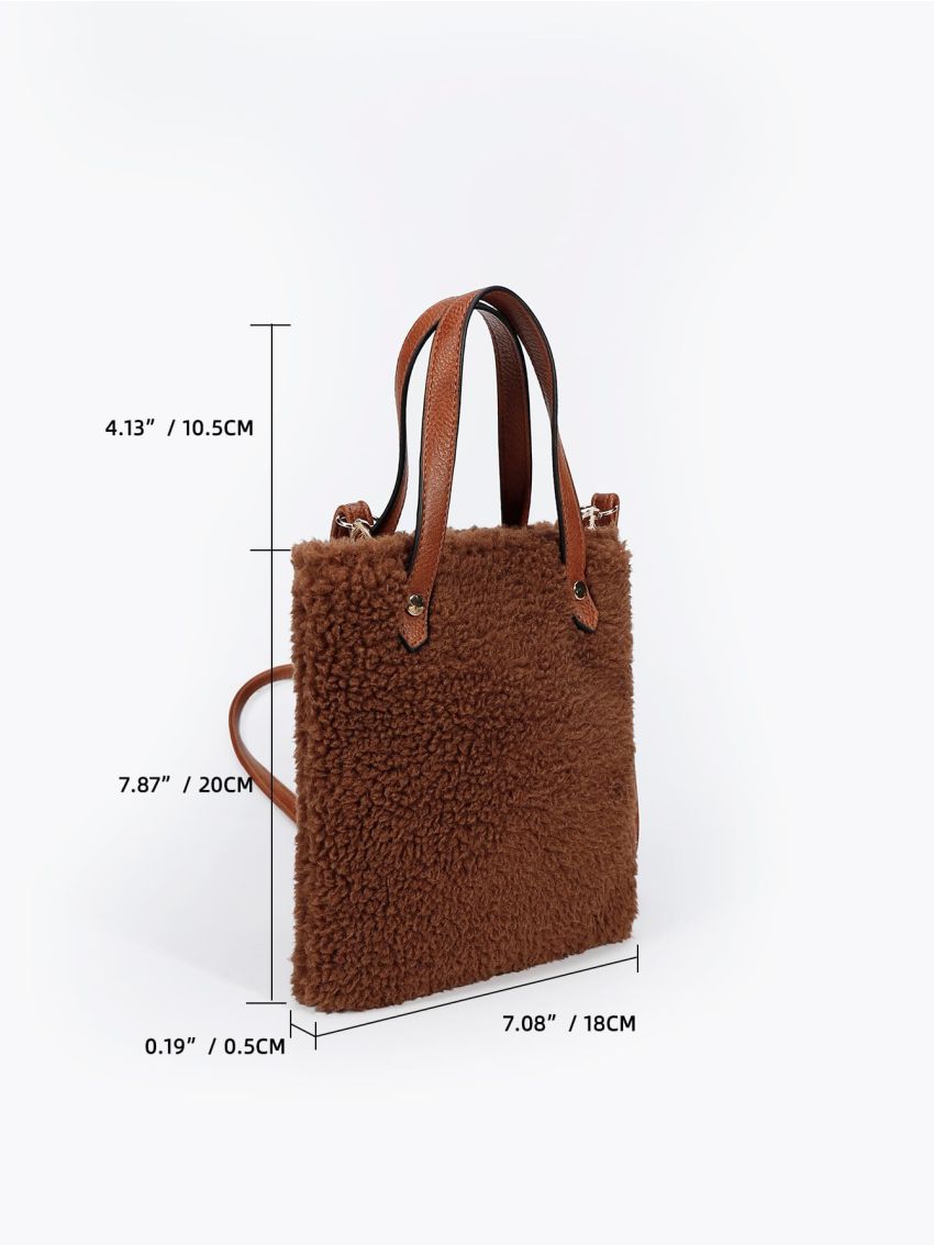 Mini Double Handle Fuzzy Square Bag