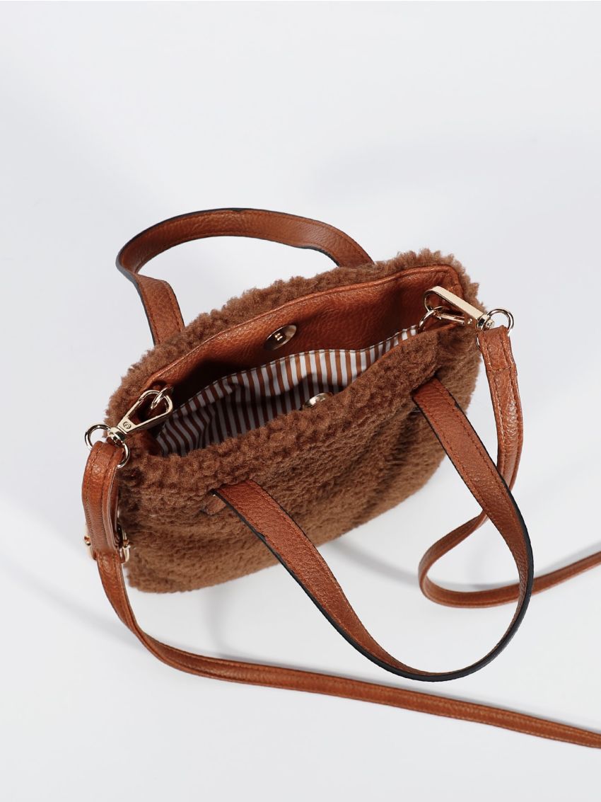 Mini Double Handle Fuzzy Square Bag