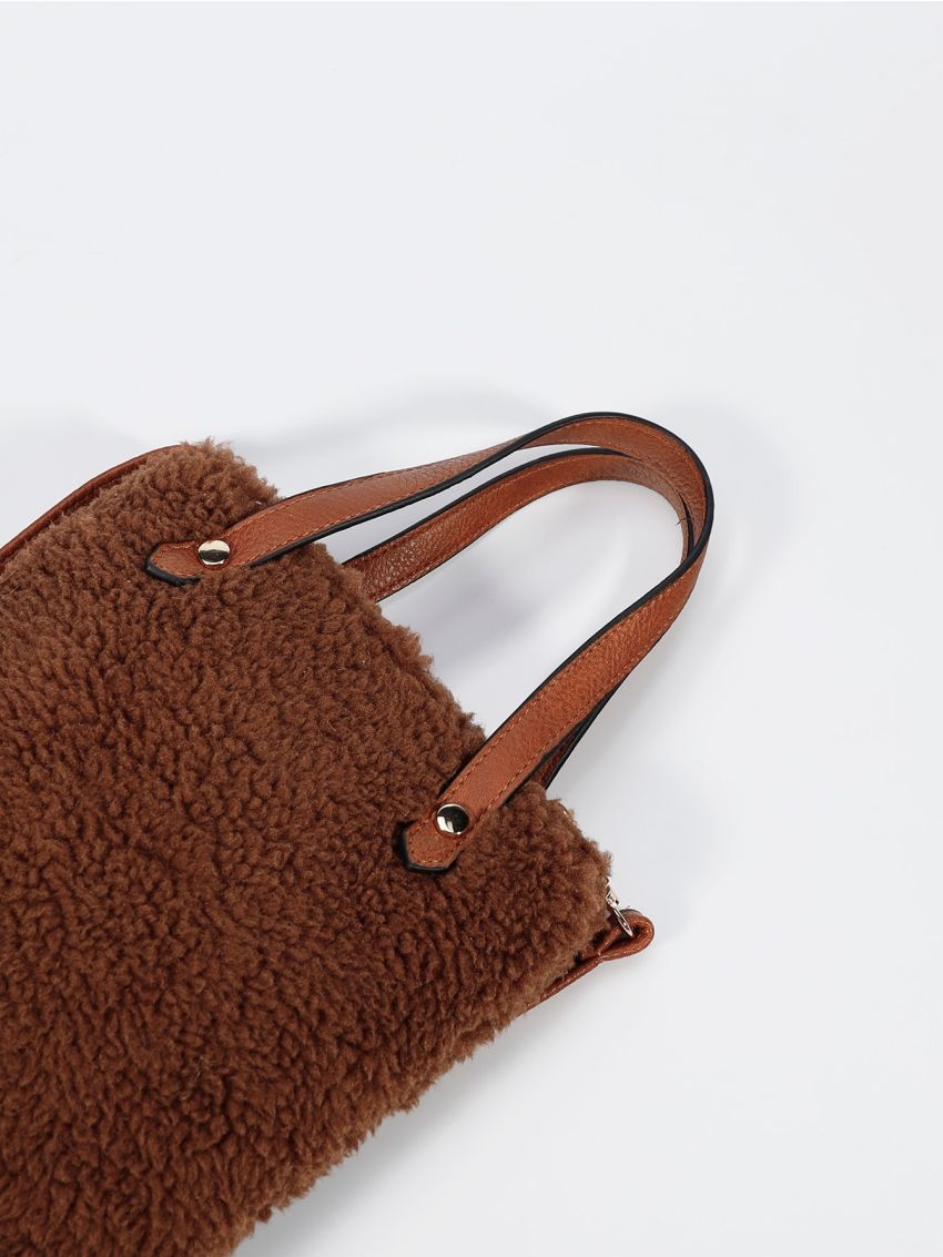 Mini Double Handle Fuzzy Square Bag