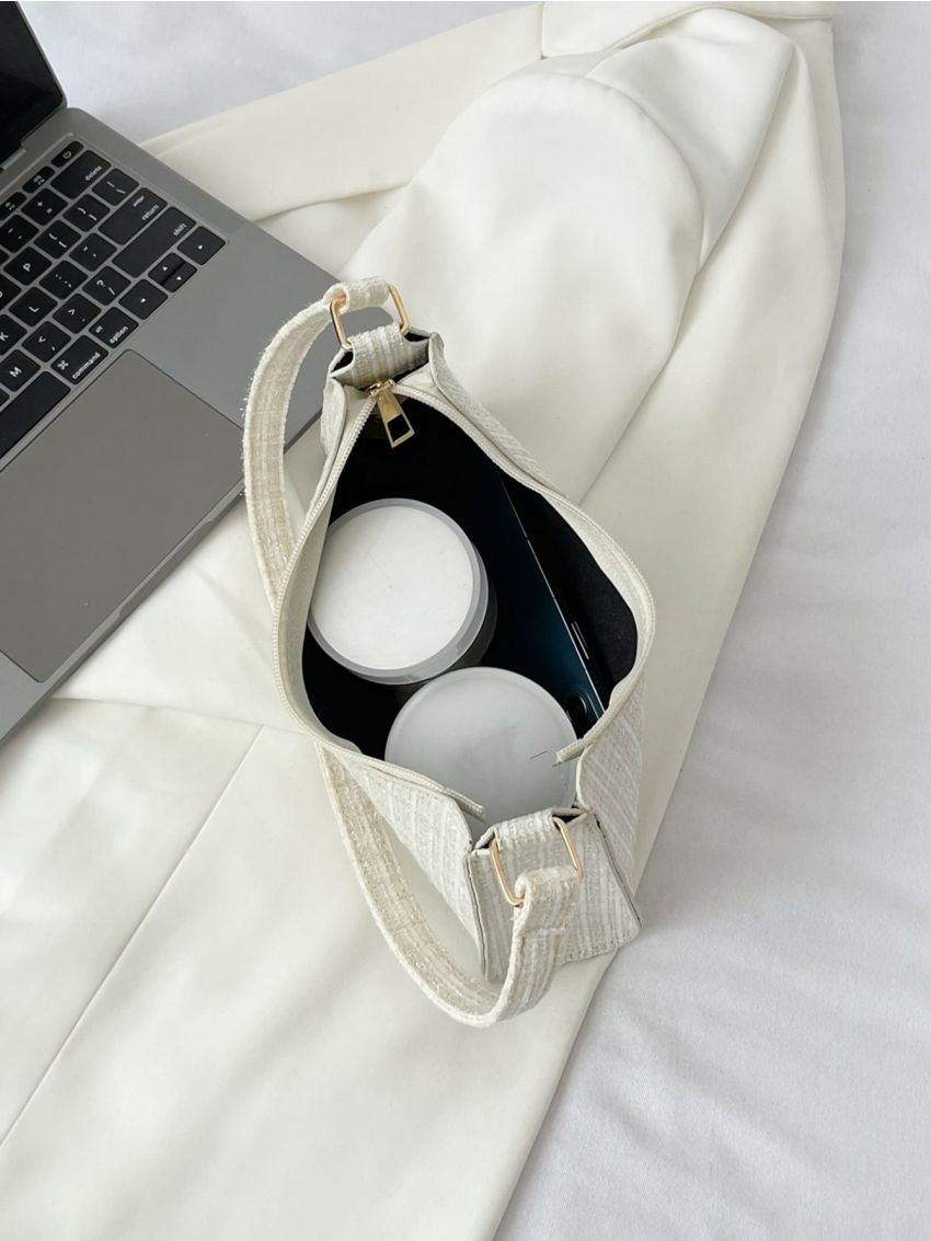 Plaid Pattern Baguette Bag