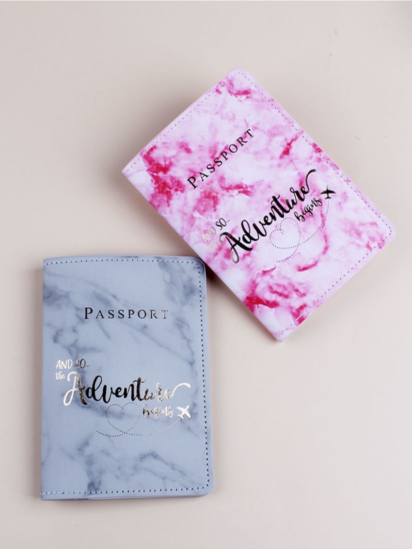 2pcs Letter Graphic Passport Case