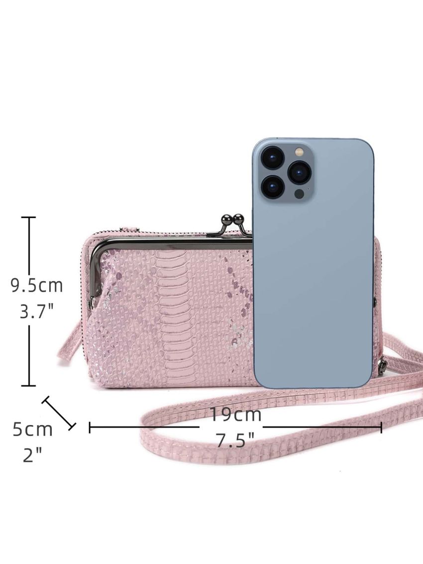 Snakeskin Embossed Kiss Lock Phone Wallet