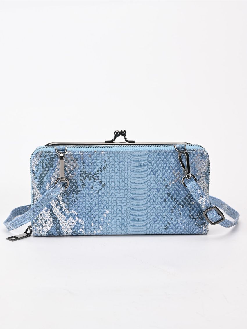 Snakeskin Embossed Kiss Lock Phone Wallet