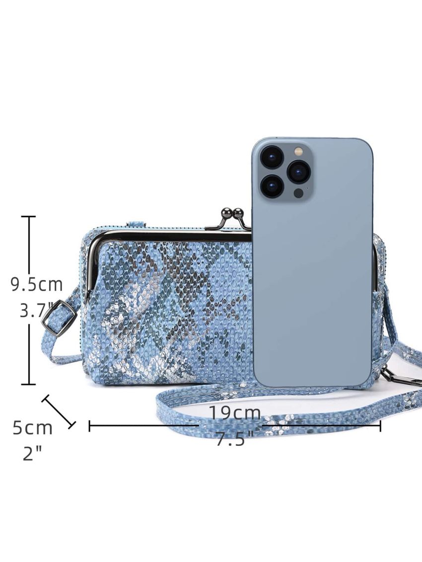 Snakeskin Embossed Kiss Lock Phone Wallet