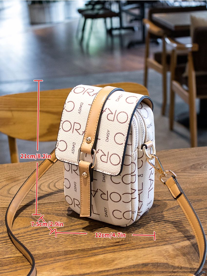 Mini Letter Graphic Flap Square Bag