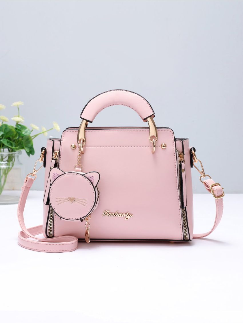 Letter Decor Square Bag With Coin Purse, Mothers Day Gift For Mom