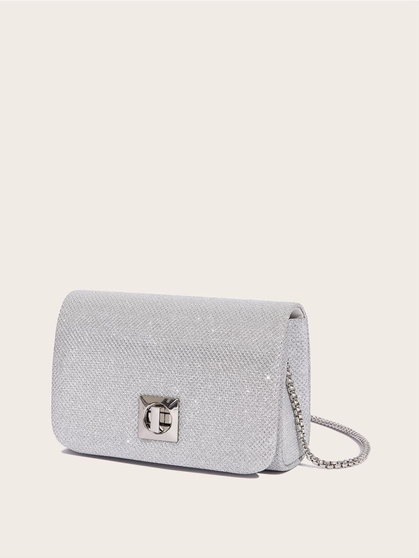 Mini Square Bag Glitter Twist Lock Glamorous For Party