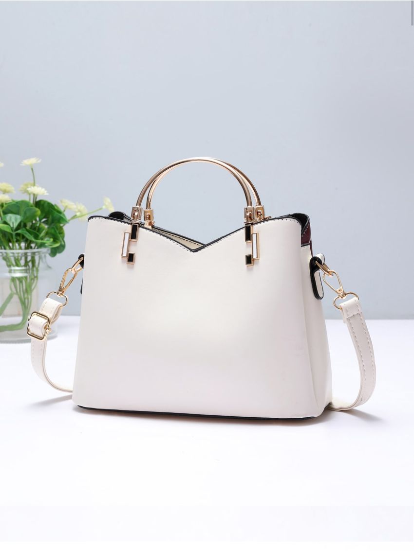 Two Tone Stitching Handbag, Tassel Decor Crossbody Bag, Women's Small Top Ring Purse, Mothers Day Gift For Mom