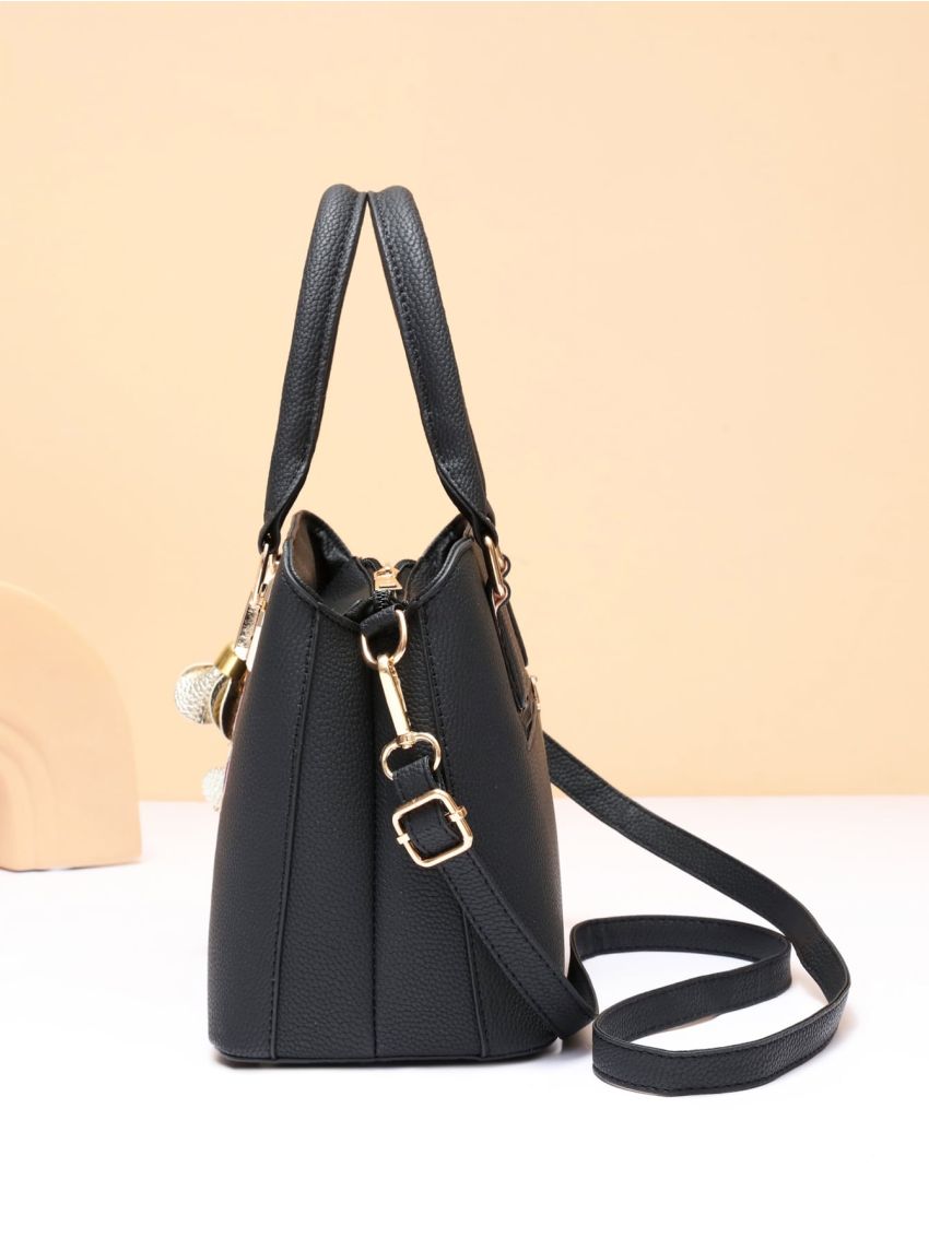 Floral Embroidery Handbag, Trendy PU Satchel Bag, Women's Office & Work Bag, Elegant For Office & Work