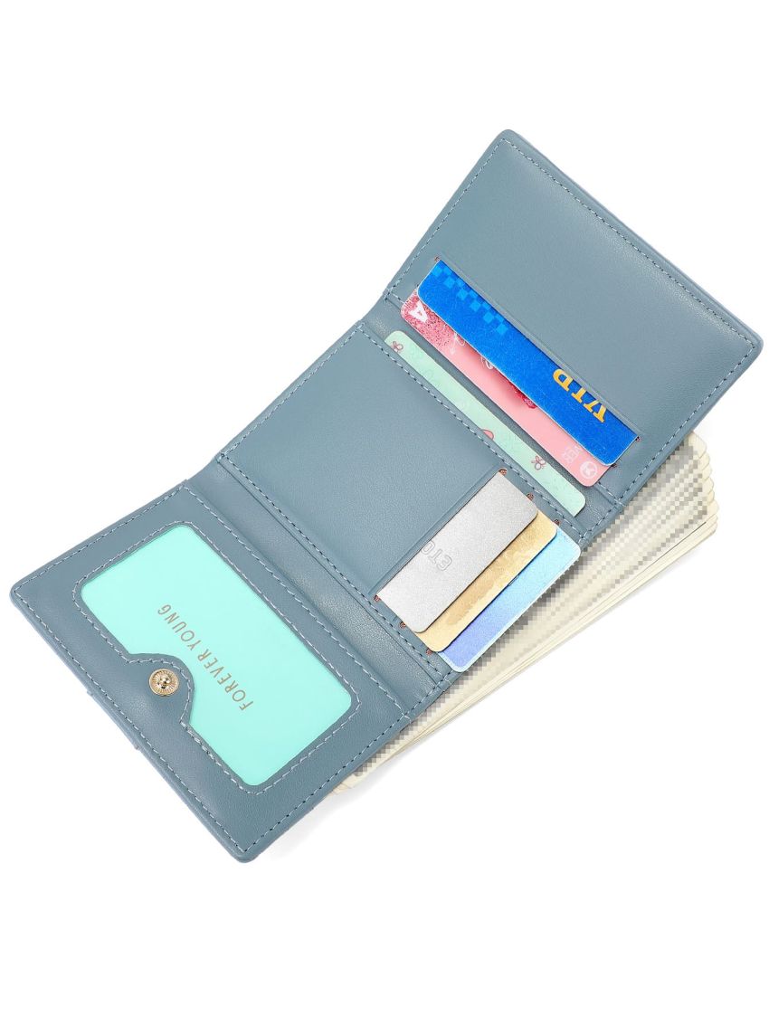 Geometric Embossed Snap Button Small Wallet