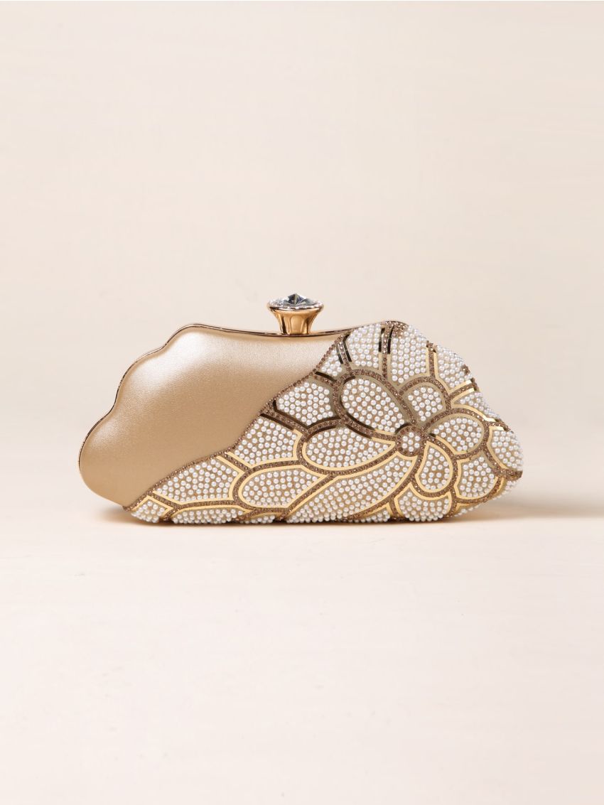 Rhinestone & Faux Pearl Decor Box Bag