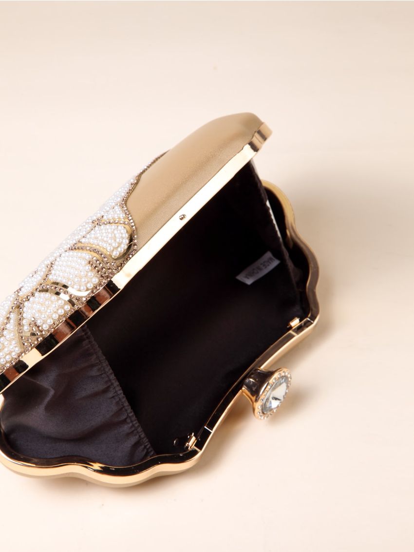 Rhinestone & Faux Pearl Decor Box Bag