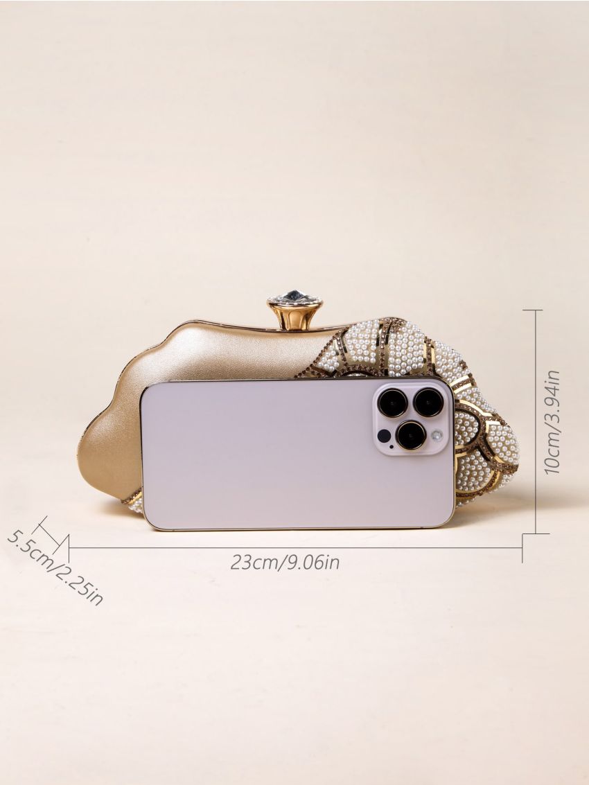 Rhinestone & Faux Pearl Decor Box Bag