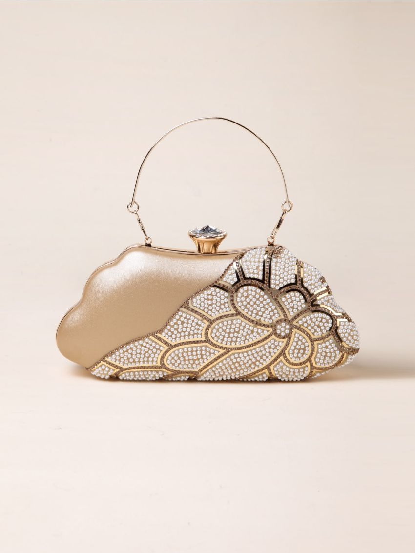 Rhinestone & Faux Pearl Decor Box Bag