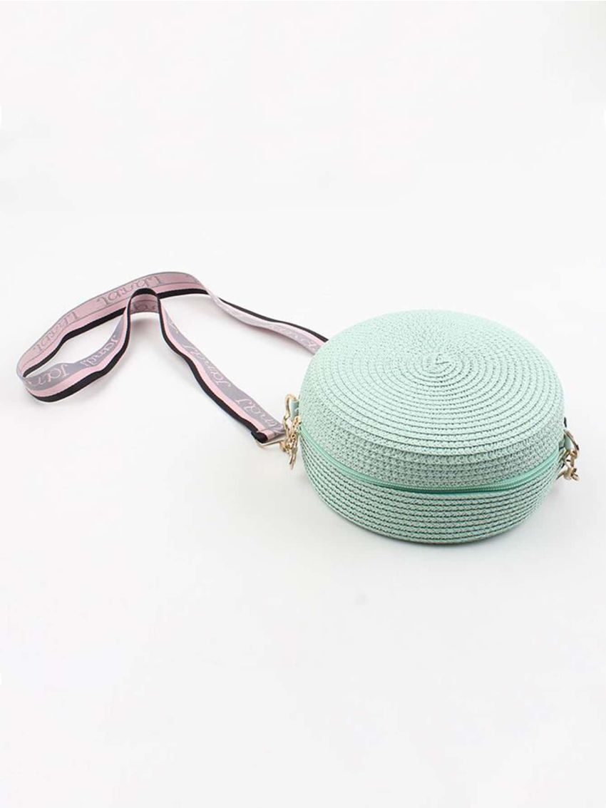 Women Round Small Handbag Purse Straw Weave Bohemia Shoulder Crossbody Bag