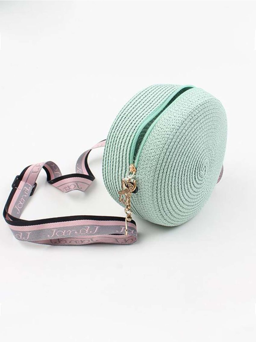 Women Round Small Handbag Purse Straw Weave Bohemia Shoulder Crossbody Bag