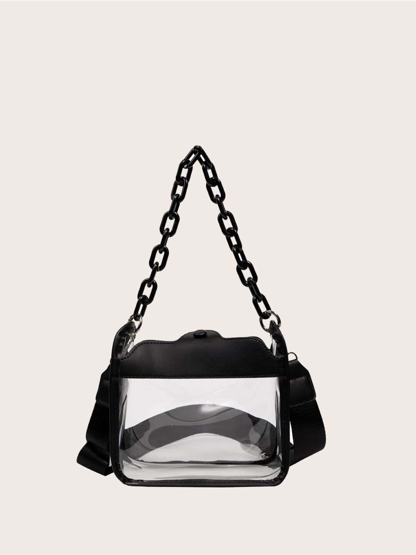 Mini Clear Snap Button Square Bag