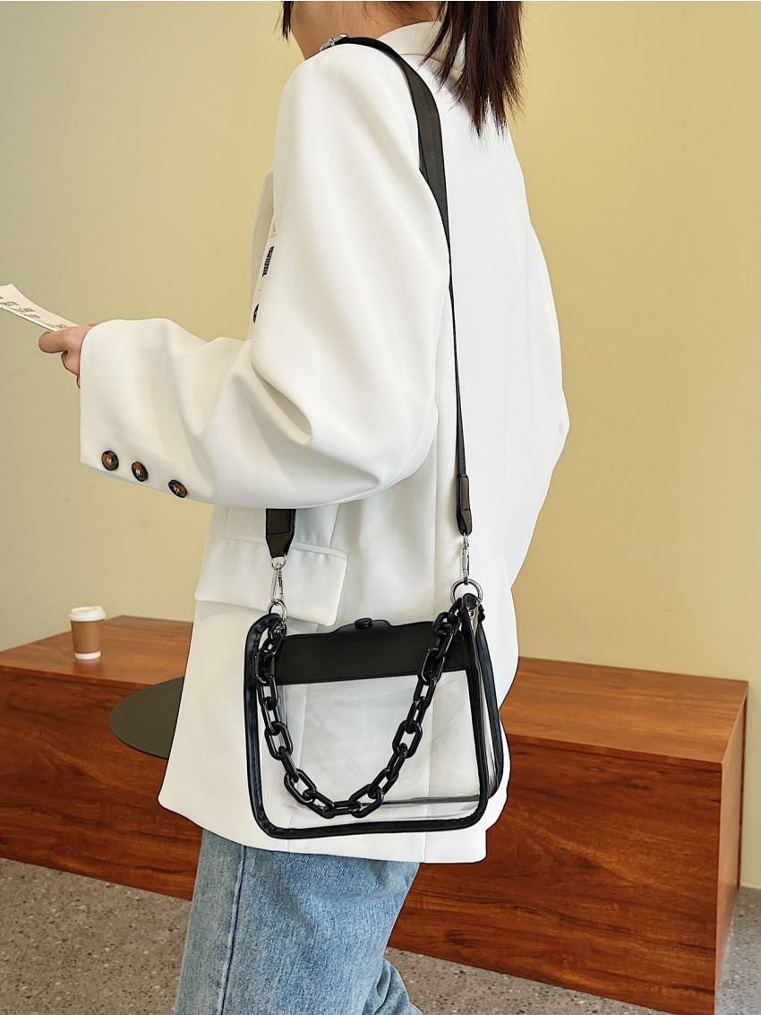 Mini Clear Snap Button Square Bag