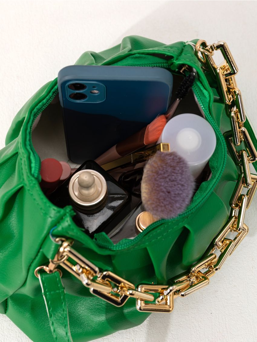 Chain Decor Ruched Bag