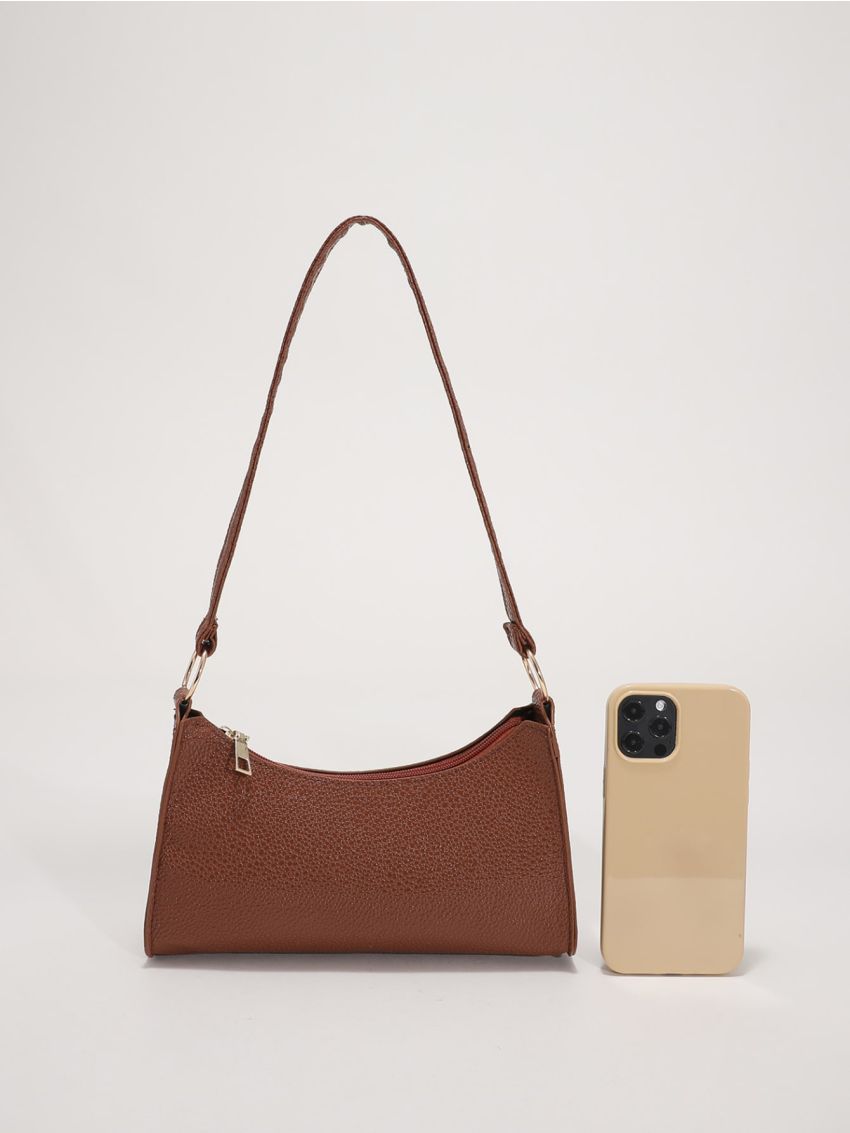 Metallic Textured Baguette Bag