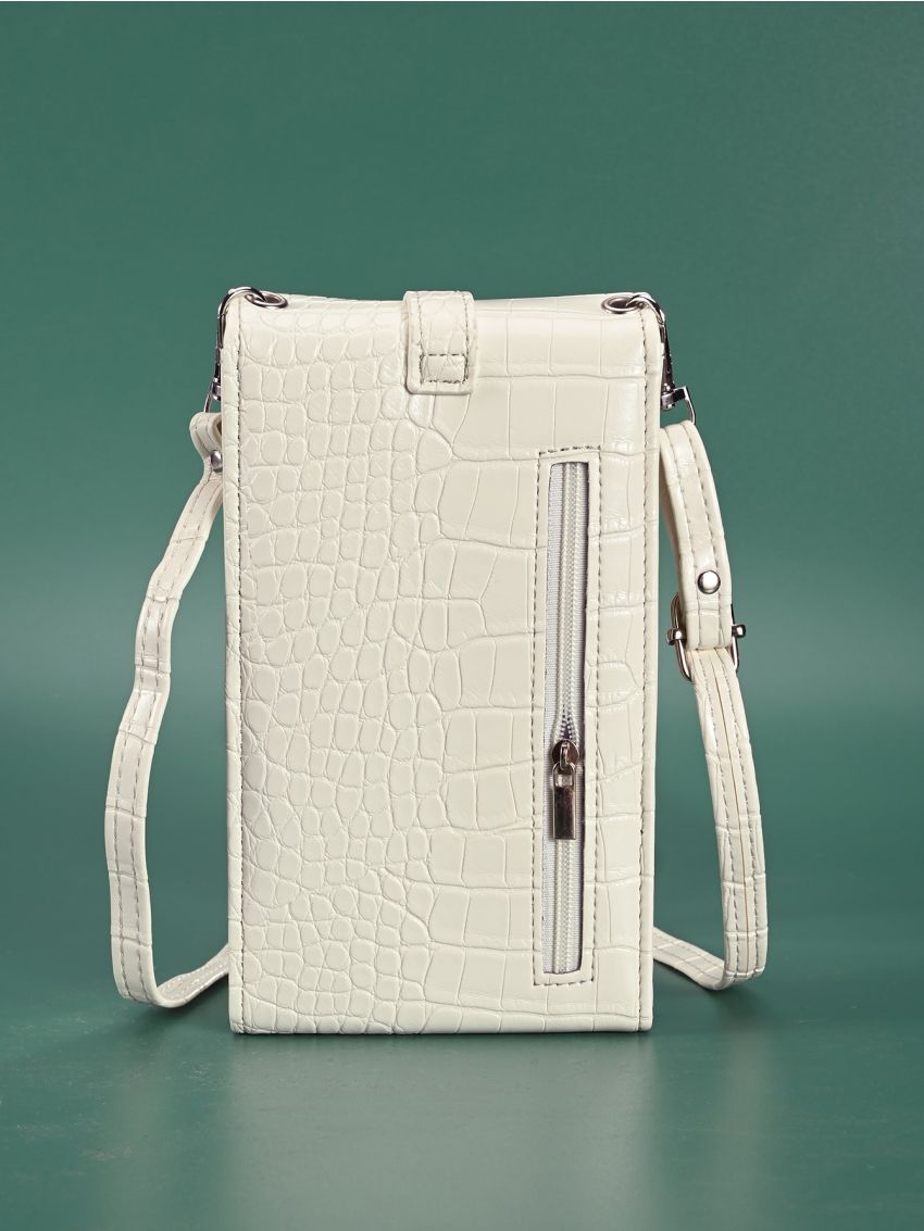 Crocodile Embossed Buckle Decor Flap Phone Wallet