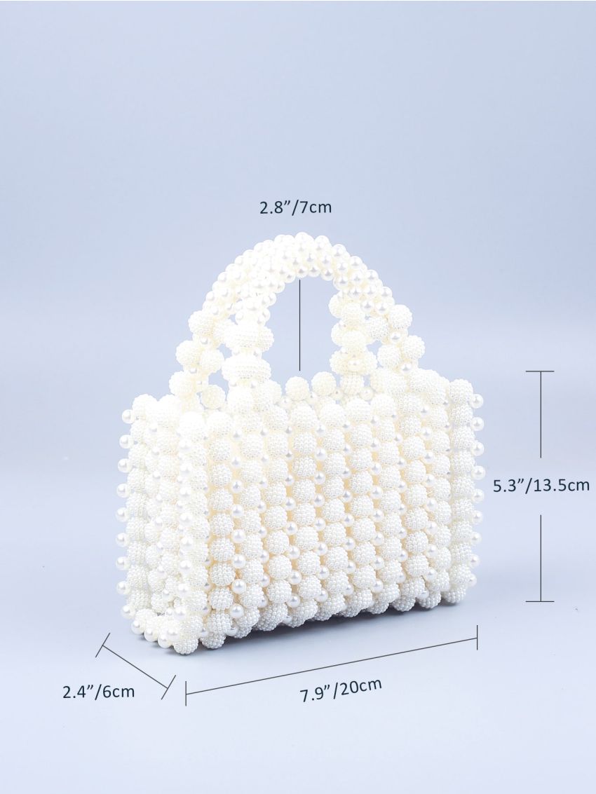 Mini Faux Pearl Decor Satchel Bag