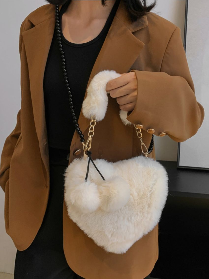 Fluffy Heart Design Satchel Bag