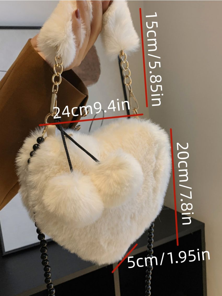 Fluffy Heart Design Satchel Bag
