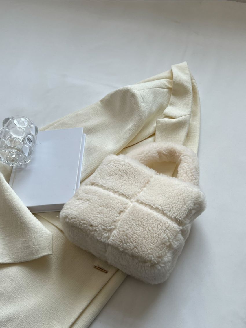 Minimalist Top Handle Flannelette Satchel Bag