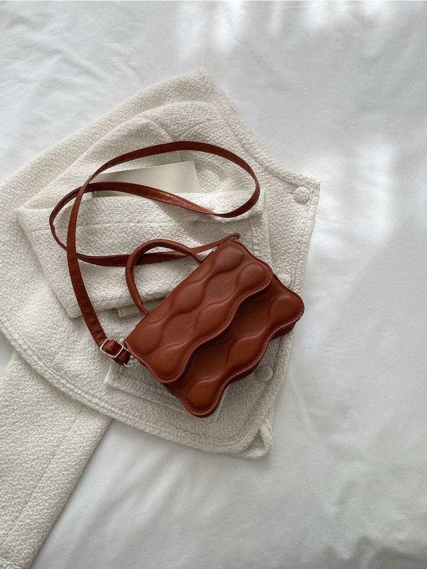 Mini Geometric Embossed Flap Novelty Bag
