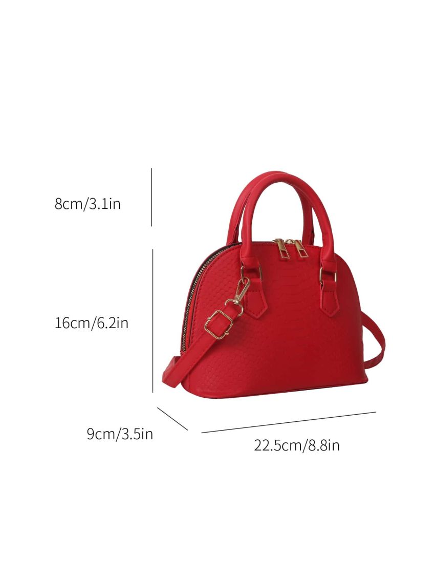 Mini Neon Pink Snakeskin Embossed Dome Bag
