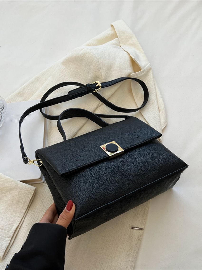 Litchi Embossed Flap Square Bag