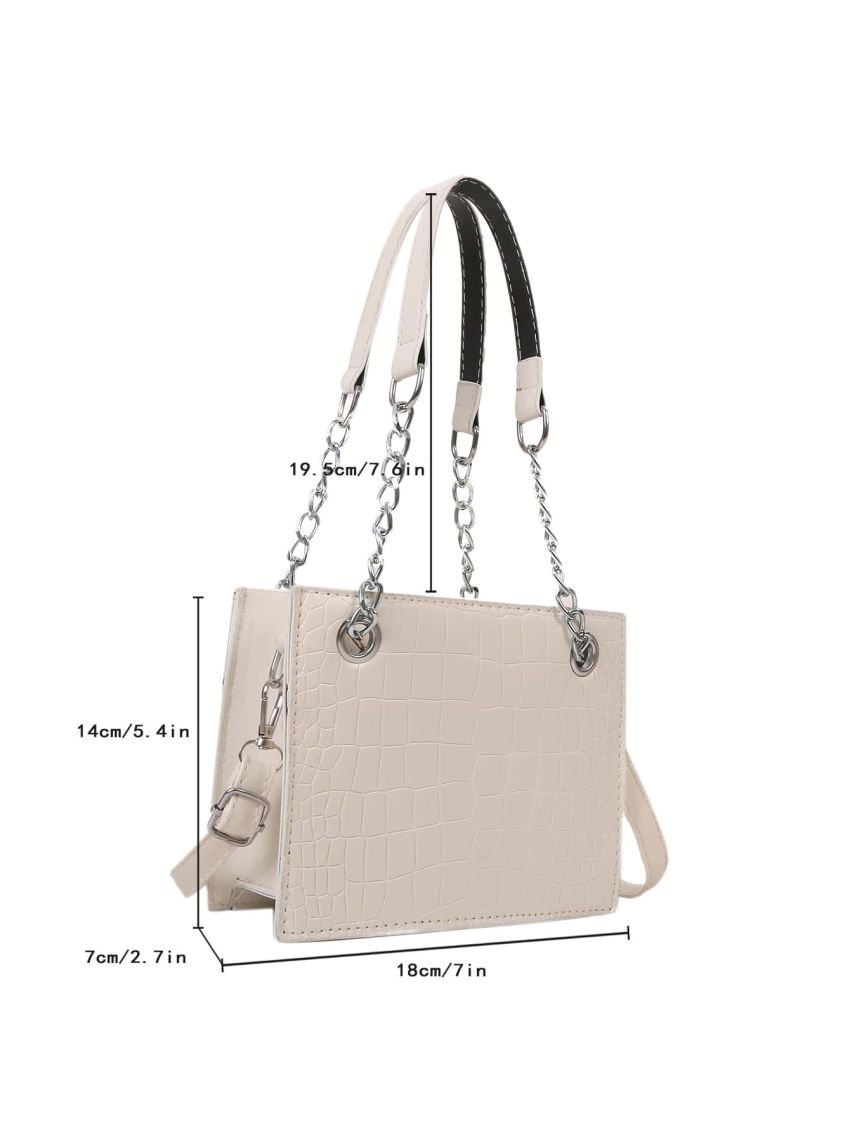 Mini Square Bag Geometric Embossed Grommet Eyelet Detail