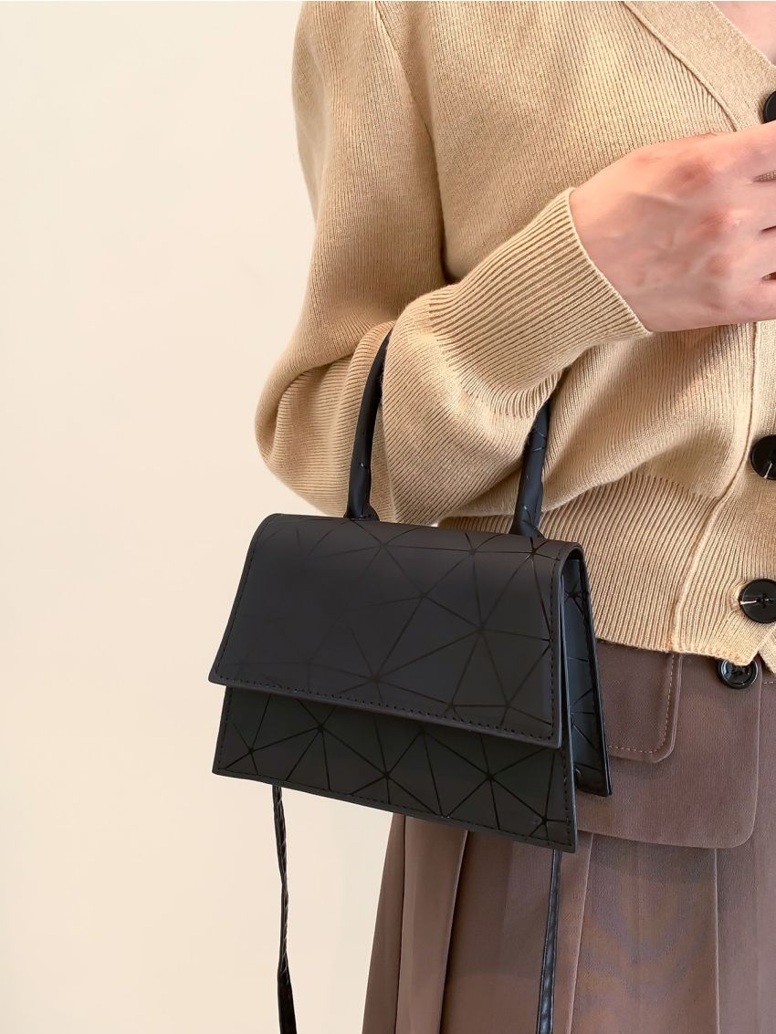 Mini Geometric Pattern Flap Square Bag