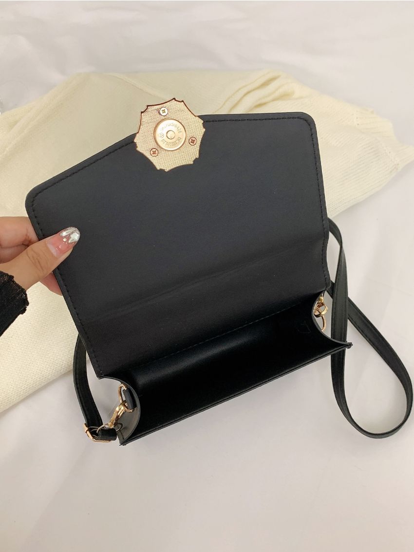 Mini Geometric Embossed Flap Square Bag