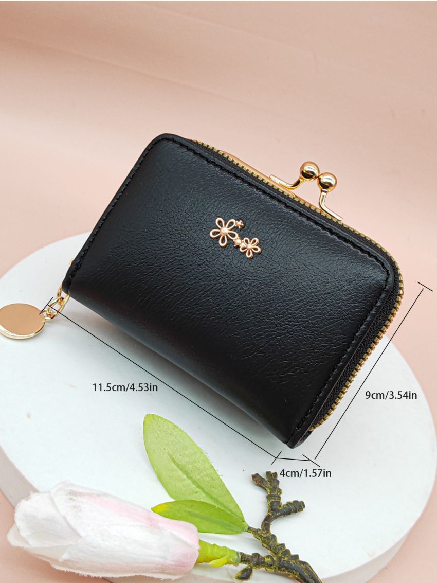 Flower Decor Kiss Lock Card Holder Multi-Card Card Organizer For Storage Credit Cards