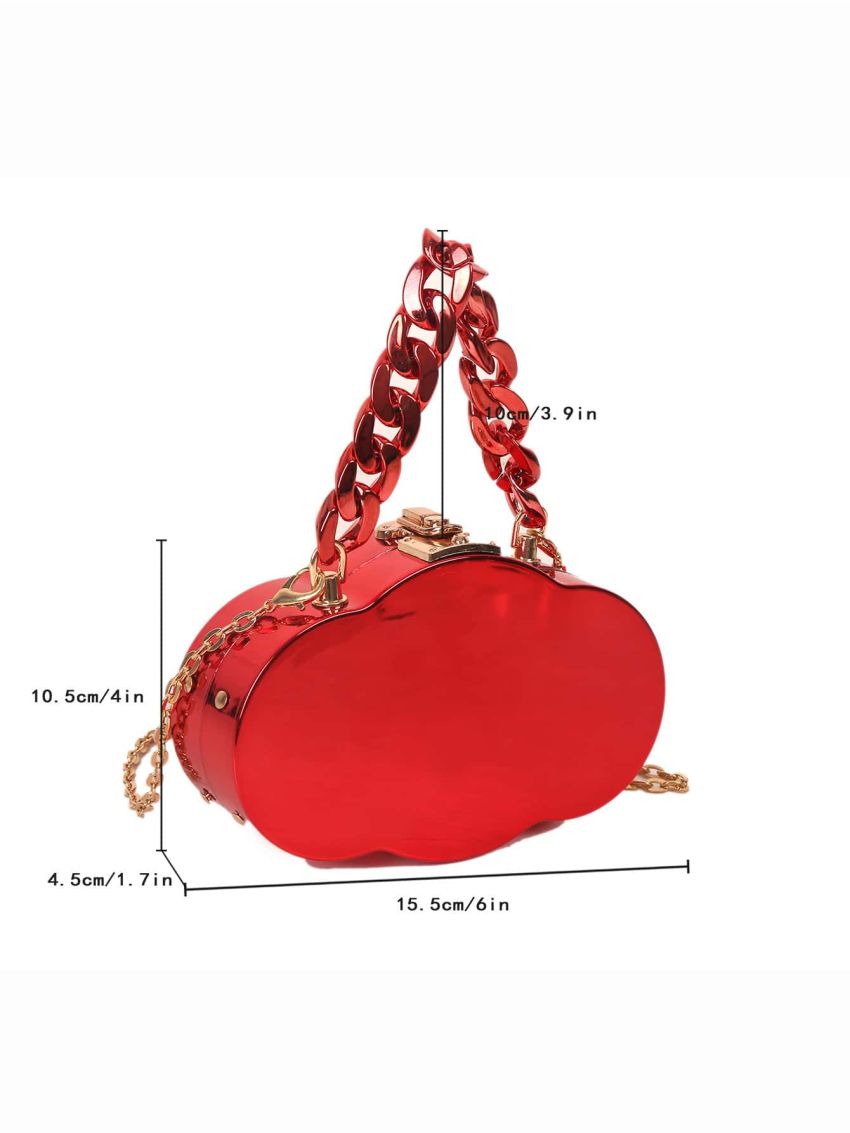 Mini Neon-Pink Chain Decor Novelty Bag