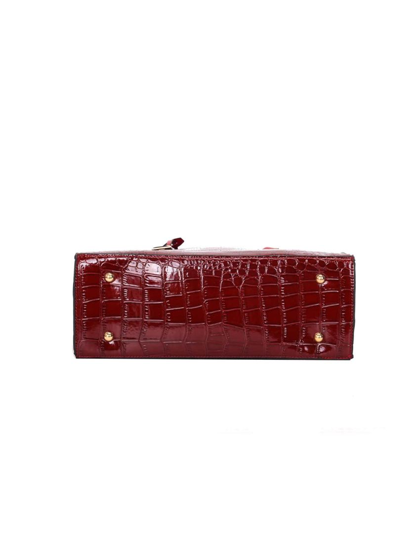 3pcs Crocodile Embossed Top Handle Bag Set