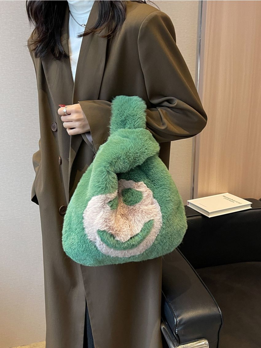 Expression Pattern Fuzzy Satchel Bag