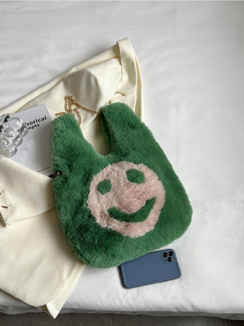 Expression Pattern Fuzzy Satchel Bag