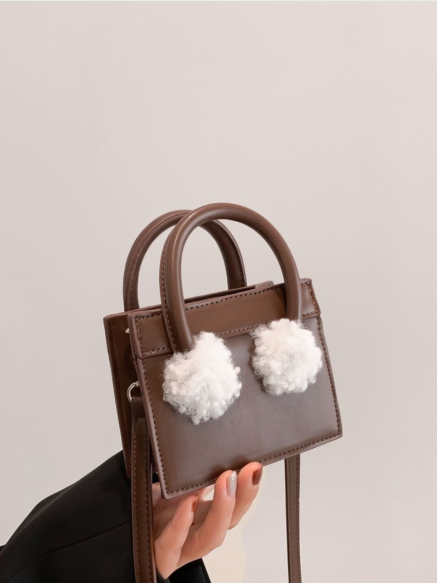 Mini Pom Pom Decor Square Bag