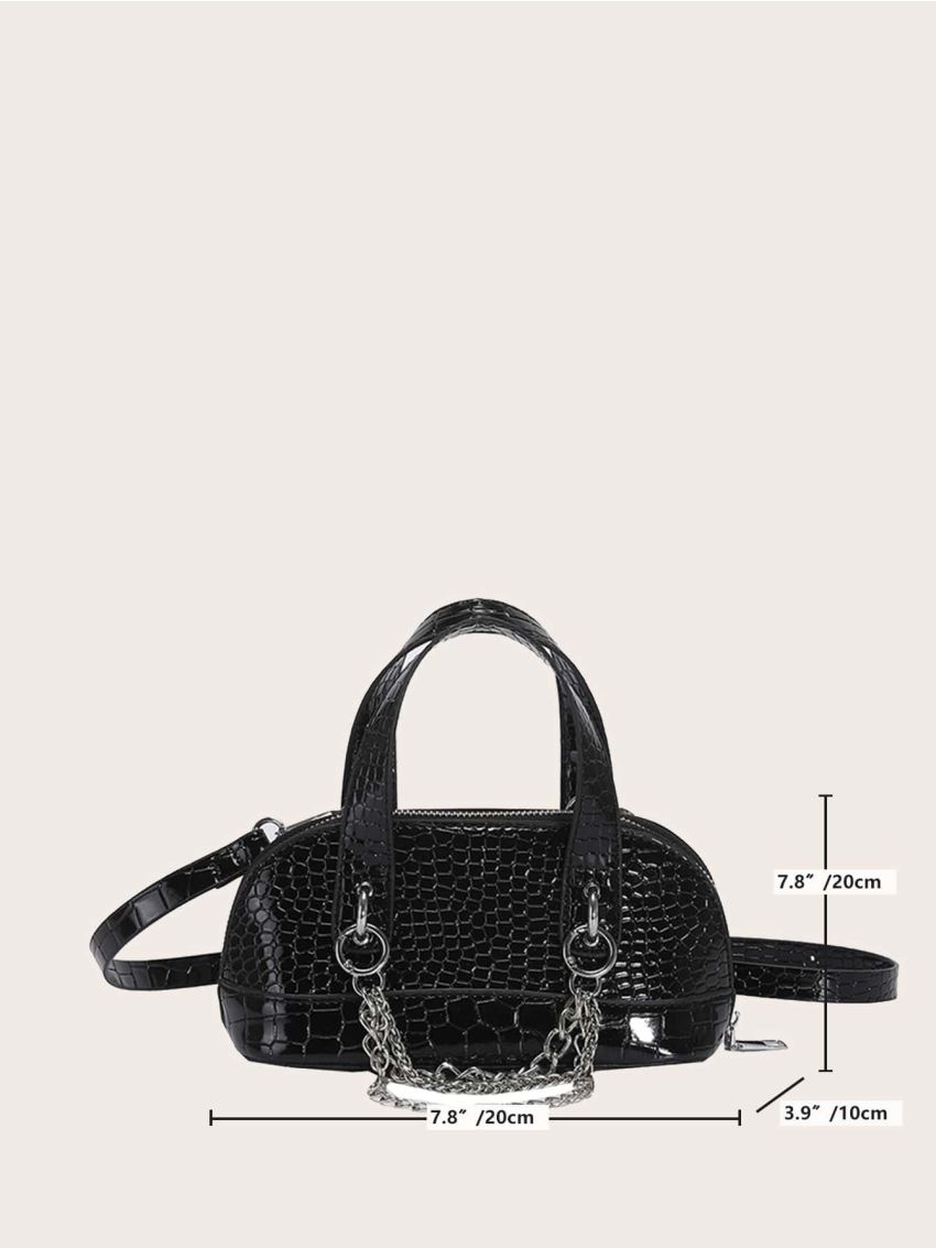 Mini Crocodile Embossed Chain Decor Dome Bag