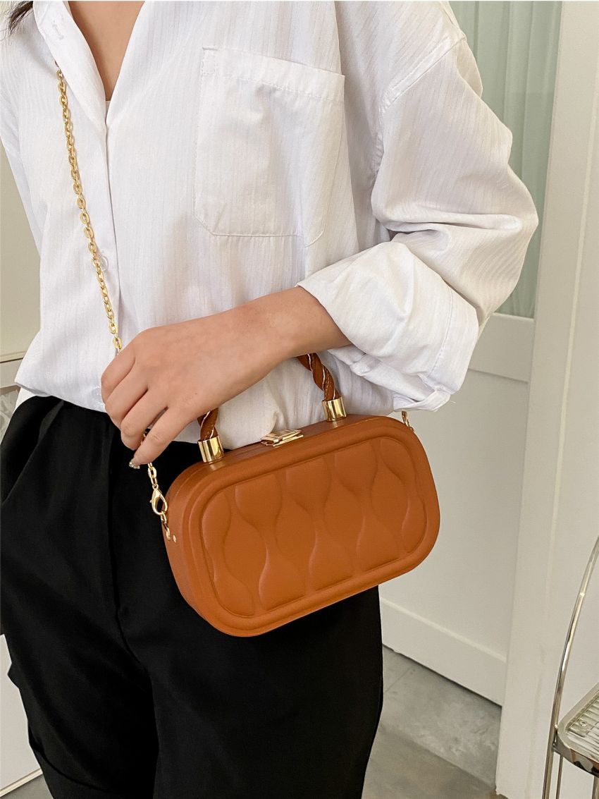 Mini Geometric Embossed Chain Box Bag