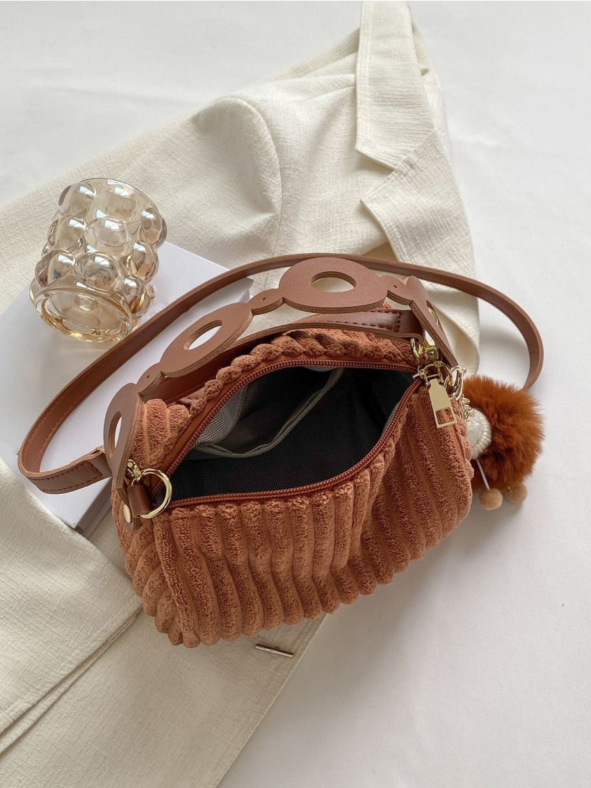 Mini Minimalist Zipper Satchel Bag With Bag Charm